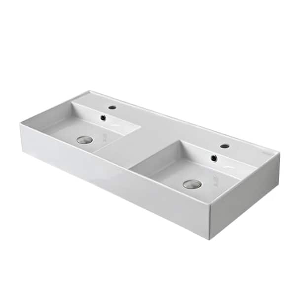 Nameeks Teorema 2 Rectangular Wall Mounted Bathroom Sink in White