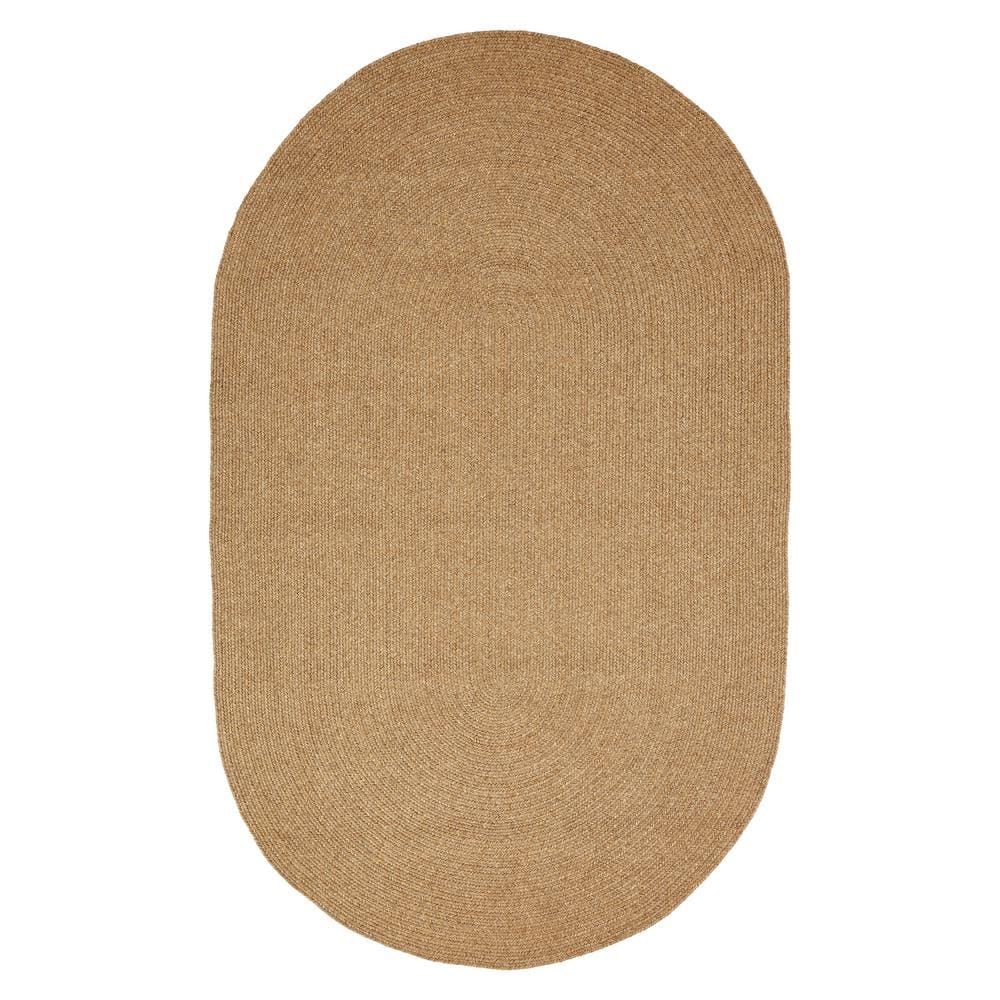 Latte Braided Oval Synthetic Easy-Care Area Rug, 5' x 8'