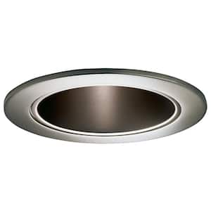 4 in. Satin Nickel Recessed Ceiling Light Cone Trim with Satin Nickel Reflector