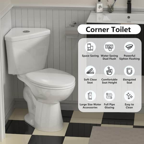 T−FAL KO6208JP Simple Project Compact Corner Bathroom Toilet, 2-Piece Elongated