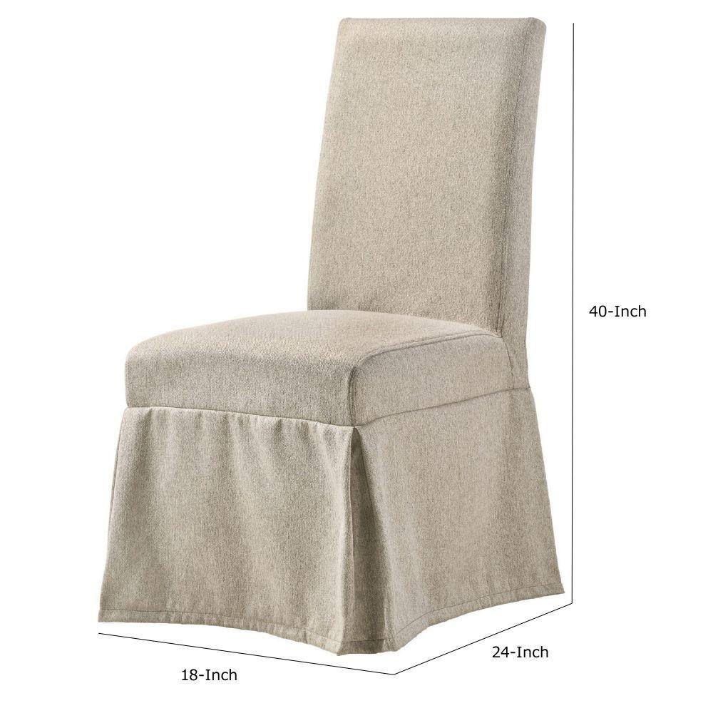 Elegant Beige Upholstered Rubberwood High-Back Side Chair, Set of 2