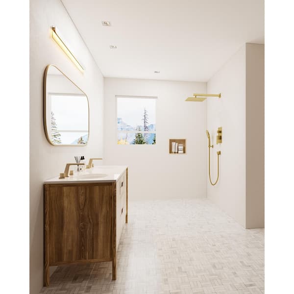 Double Handle 3-Spray 10 in. Wall Mount Shower Faucet with High Pressure in Brushed Gold (Valve Included)