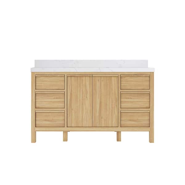 Willow Collections Elizabeth 60 in. W x 22 in. D x 36 in. H Single Sink Bath Vanity in Natural with 2 in. Empira Quartz Top