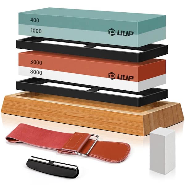 Adrinfly 7 in. 400/1000 3000/8000 Grit Wet Stone Coarse Cell Foam, Knife Sharpening Whetstone Sharpener Kit 4-Sides 7-Pieces