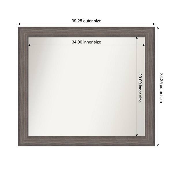 Amanti Art Country Barnwood 39.25 in. W. x 34.25 in. Custom Non-Beveled Wood Framed Bathroom Vanity Wall Mirror