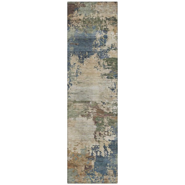 Addison Rugs Chantille Machine Washable Indoor/Outdoor Abstract ACN2067 Blue 2 ft. 3 in. x 7 ft. 6 in. Runner Rug