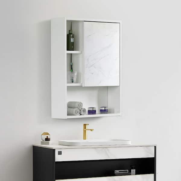 Branco, Mirror Cabinet, Storage, Bathroom Organizer