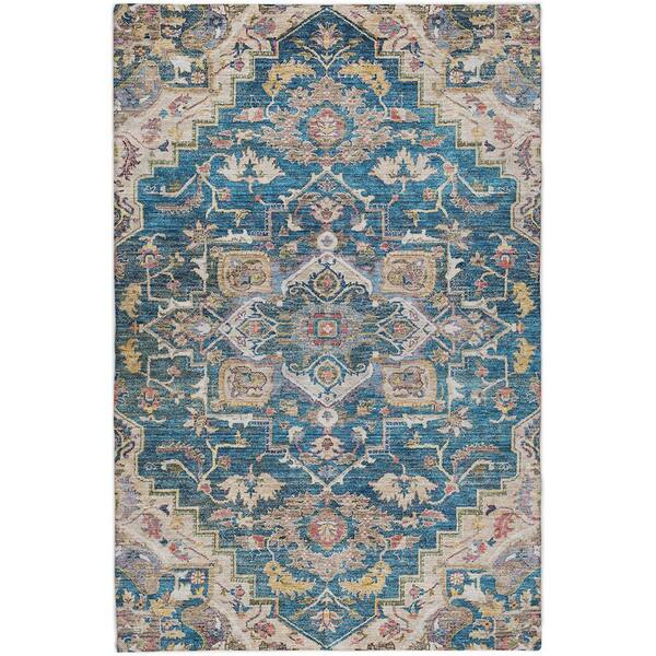 Dream Shag Premium Machine Washable Abstract ADS774 Blue 5 ft. x 7 ft. 6 in. Area Rug