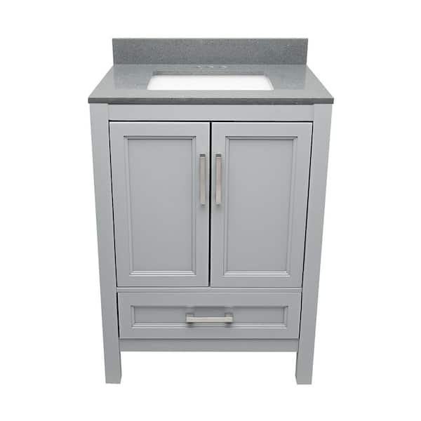 Ella Nevado 25 in. W x 19 in. D x 36 in. H Bathroom Vanity in Gray with Quartz Stone Vanity Top Sink in Galaxy Gray