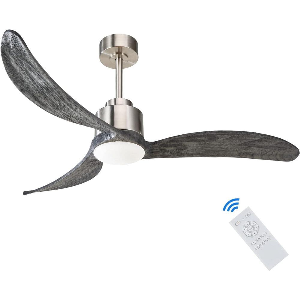 52 in. Brushed Nickel 3 Wood Blades Downrod Standard Ceiling Fan with Dimmable LED Light and Remote Control for any Room price history on PriceWatchPro