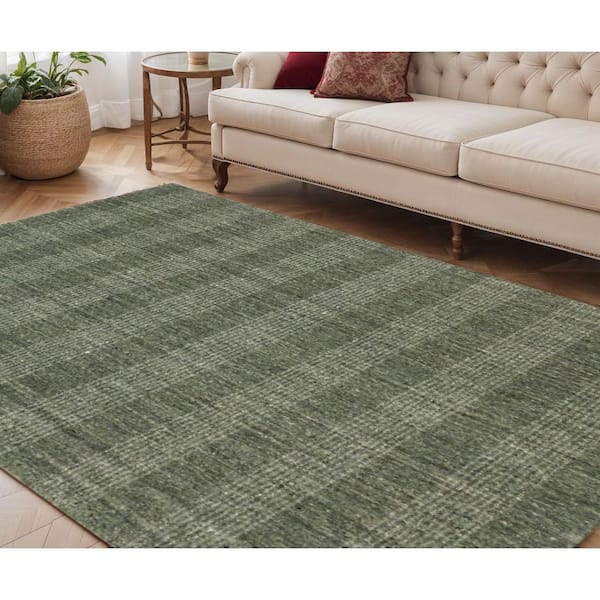 5 ft. x 8 ft. Multi-Colored Wool Plaid Hand Woven Area Rug