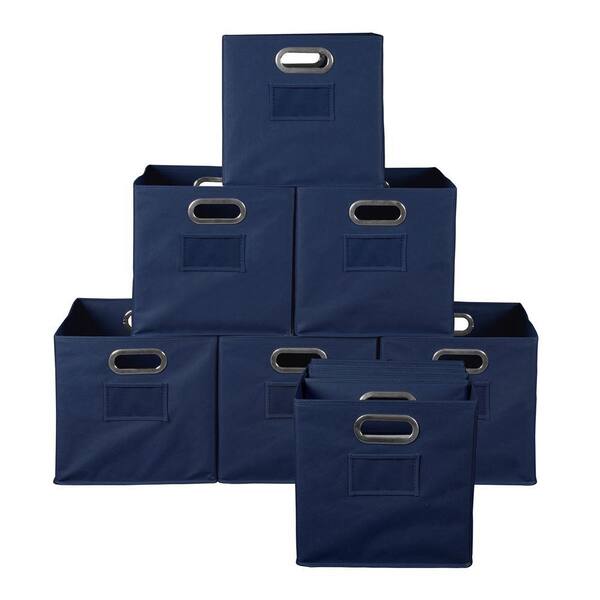 Regency HDCHTOTE12PKBE 12 in. H x 12 in. W x 12 in. D Blue Fabric Cube Storage Bin 12-Pack - 2