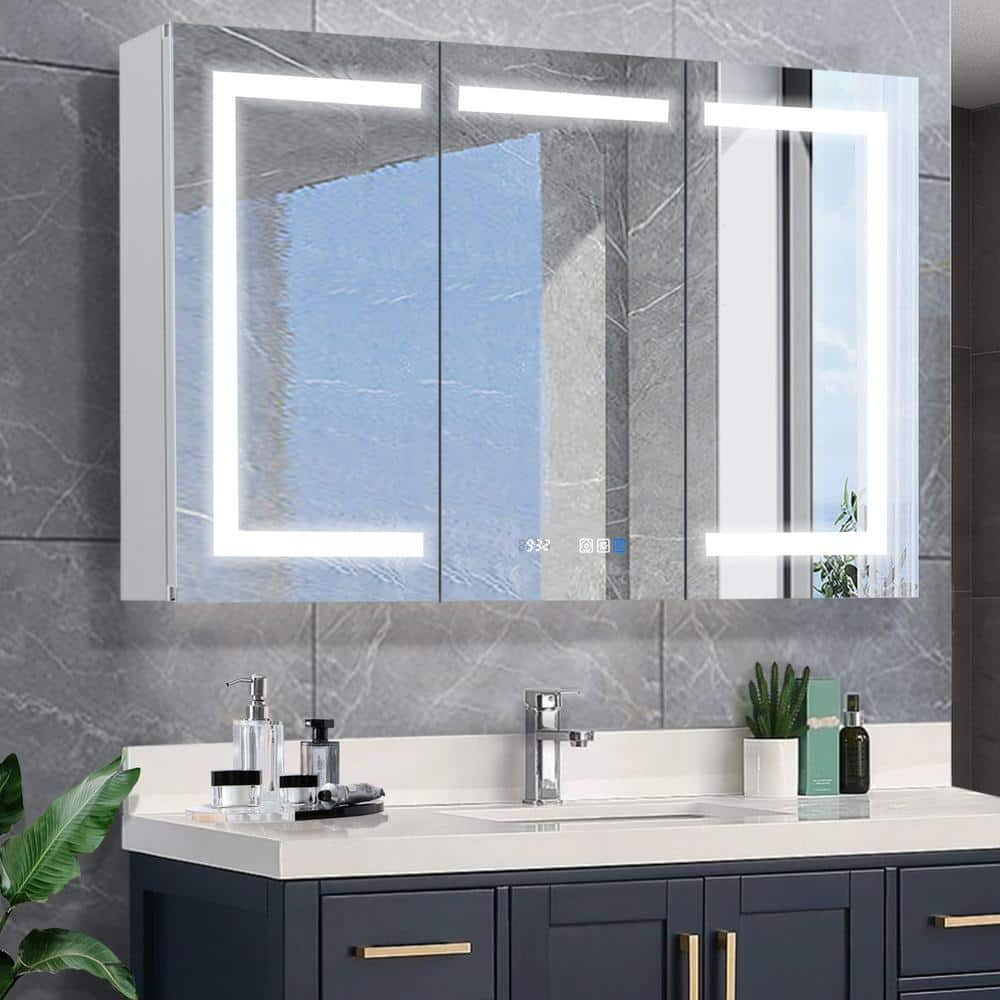 Bathroom LED Mirror Cabinet Storage Back-lit 500x700mm Button