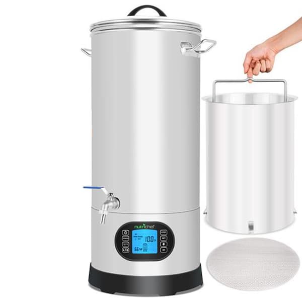 NutriChef 1- Piece Stainless Steel Home Beer Brewing Machine with Inner Malt Pipe and Filter Screen