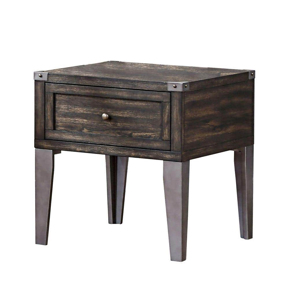 Benjara 24 5 In Brown Rectangle Wood End Table With Metal Legs Bm233853 The Home Depot