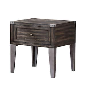 24.5 in. Brown Rectangle Wood End Table with Metal legs