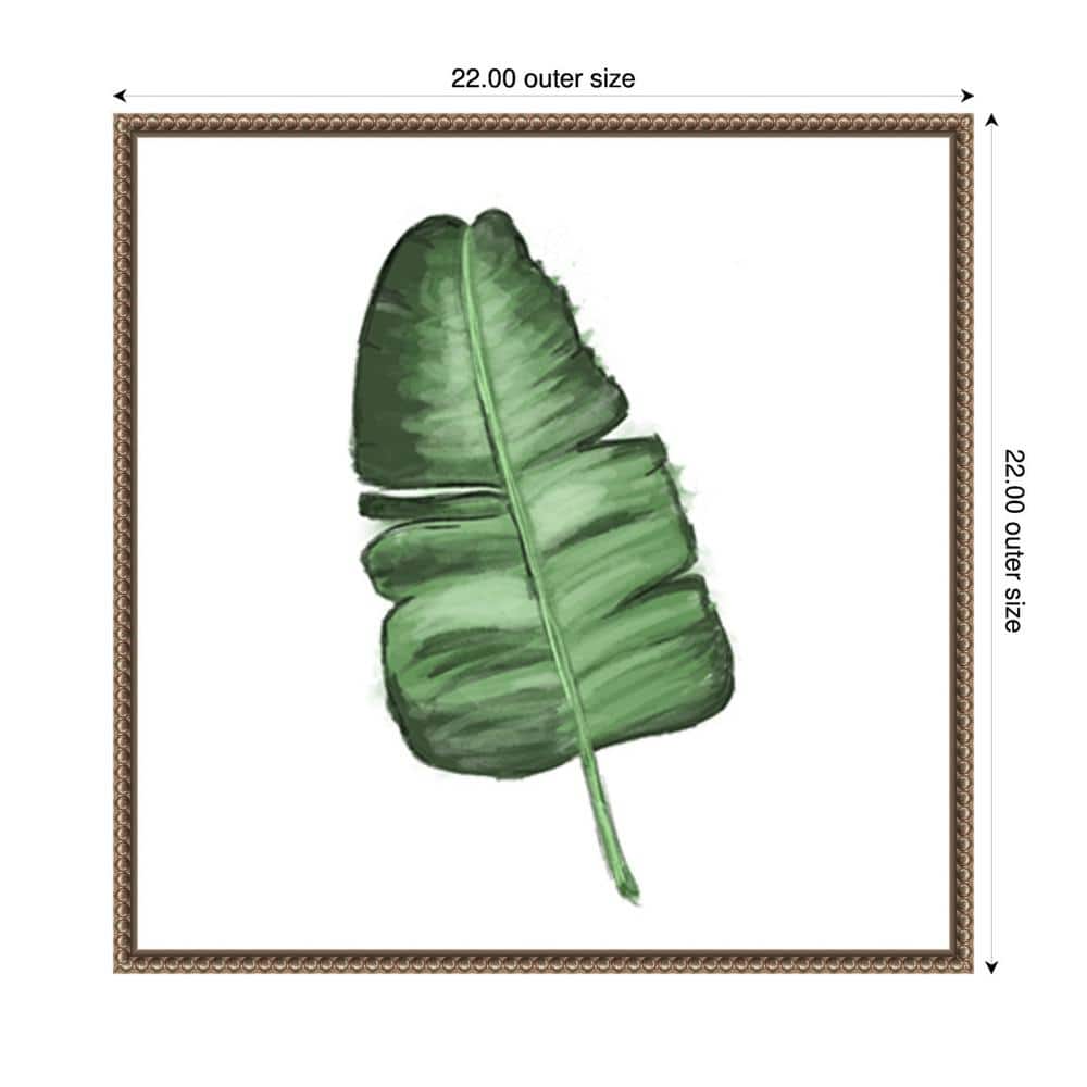 Leaves of the Tropics I Green Canvas Wall Art with Bronze Frame
