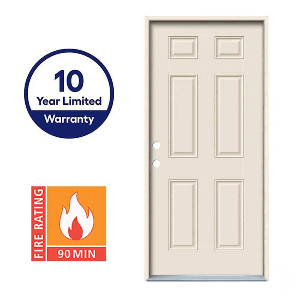 JELD-WEN 30 in. x 80 in. 6-Panel Primed 90 Minute Fire RatedSteel