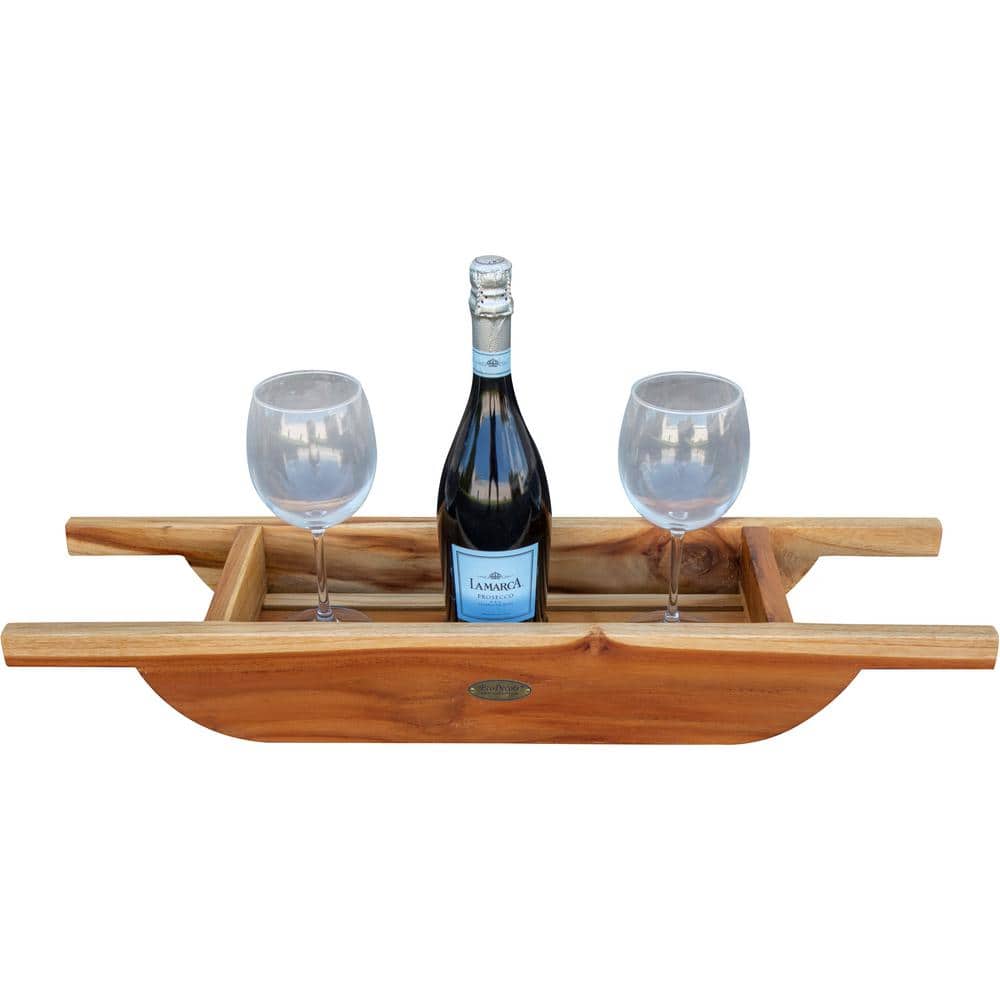 EcoDecors 29" Teak Wood Bath Caddy in EarthyTeak Finish
