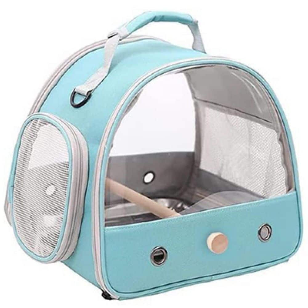 Portable Small Bird Parrot Parakeet Carrier Cage with Standing Perch and Co