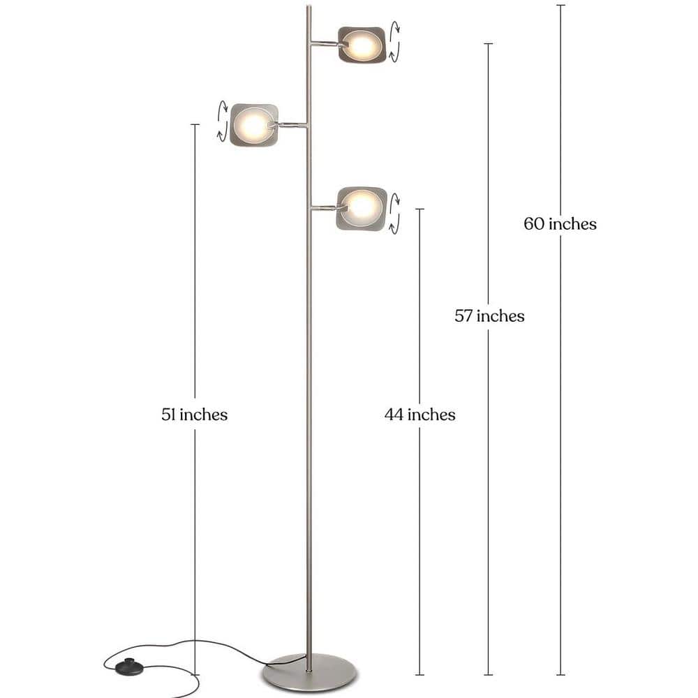 White Adjustable Multi-Head LED Floor Lamp with 3-Way Switch