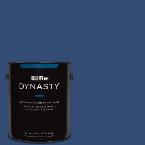BEHR DYNASTY 1 gal. #S-H-580 Navy Blue Satin Enamel Interior Stain-Blocking Paint and Primer