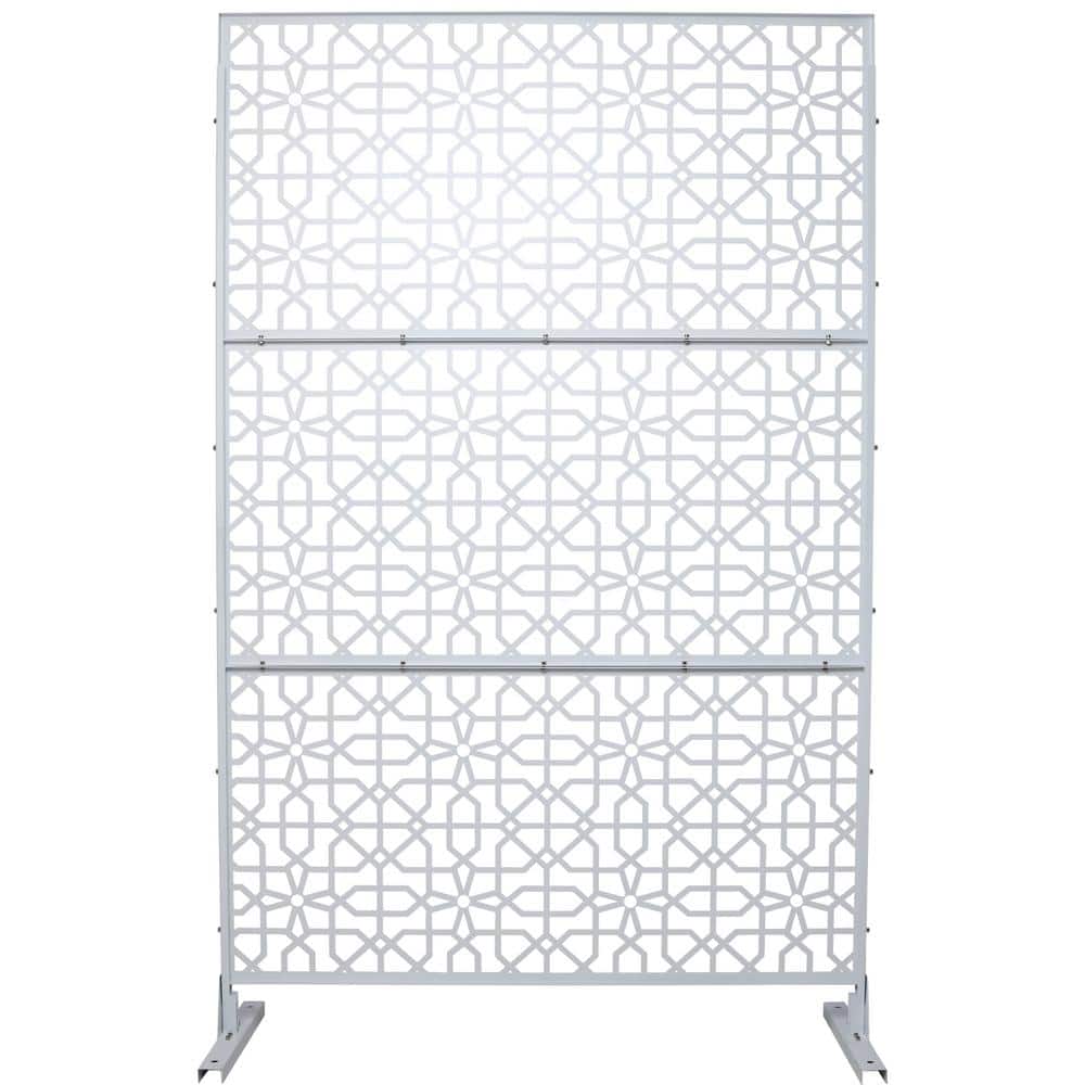6.3 ft. x 4 ft. White Steel Freestanding Flat Flat Top Decorative Privacy Screen Metal Fence Panel price history on PriceWatchPro