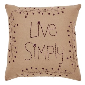 Pip Vinestar Natural Burgundy Live Simply 6 in. x 6 in. Throw Pillow