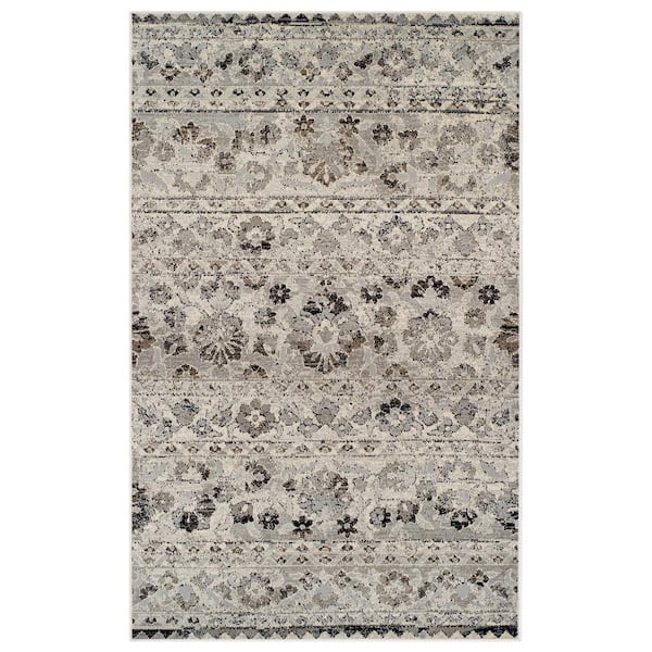 SUPERIOR Fawn Blue Modern 8 ft. x 10 ft. Abstract Floral Polypropylene Area Rug