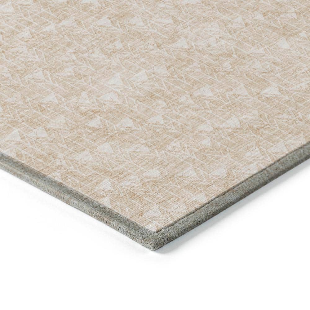 Beige Rectangular Machine-Washable Non-Slip Synthetic Rug 1'8" x 2'6"