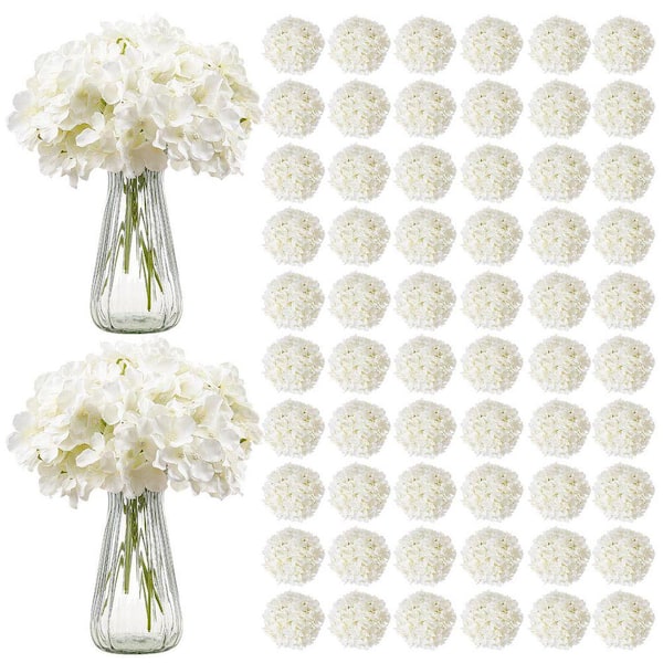9.8 in. White Faux Bridal Shower with Stems, Artificial Flowers, 205 pcs Real Looking White Silk Fake Hydrangea Bulk
