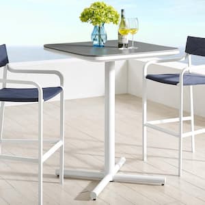 Raleigh Aluminum Bar Height Patio Outdoor Dining Table in White