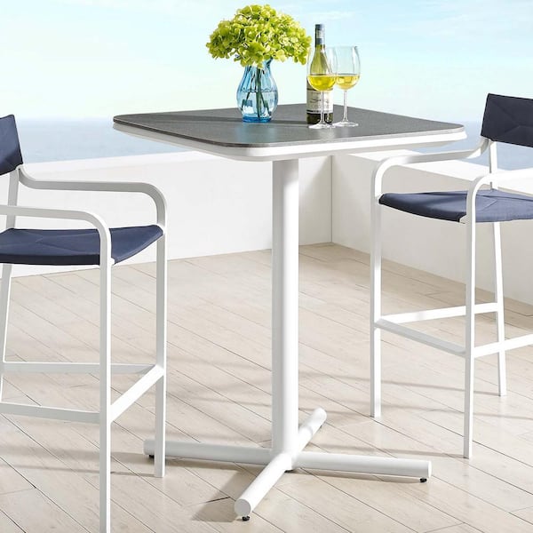 MODWAY Raleigh Aluminum Bar Height Patio Outdoor Dining Table in White