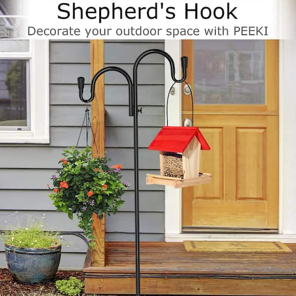 Height 63 in. Double Shepherds Hook, Adjustable Bird Feeder Pole for  Outside with 5-Prong Base Iron Steel CY9BFJ9T2J - The Home Depot