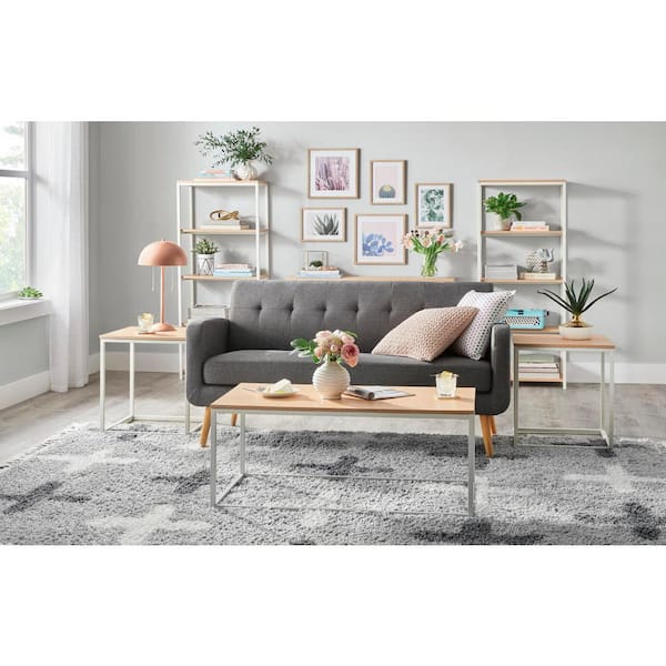 StyleWell - Donnelly White/Natural 5-shelf Accent Bookcase with Open Back (58 in. H)