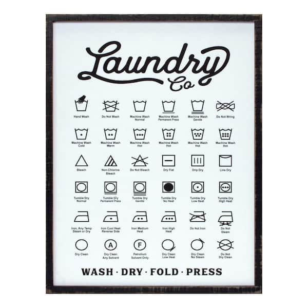HomeRoots 20 in. x 26 in. White, Black Laundry Wood Wall Art 1-Piece