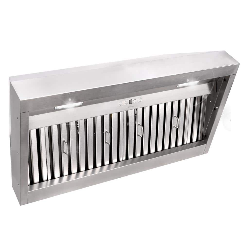 36" Stainless Steel Insert Range Hood with LED Lights and Baffle Filters