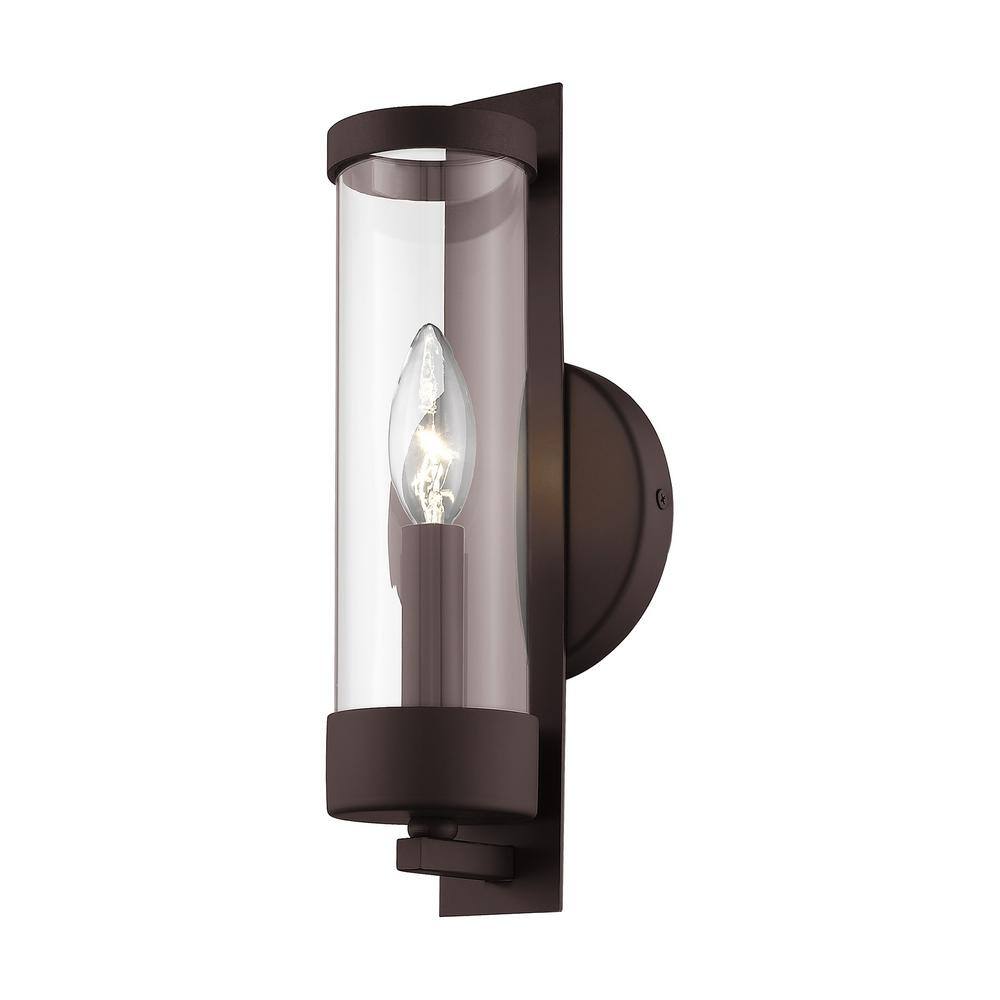 Castleton Modern Bronze Wall Sconce with Clear Glass