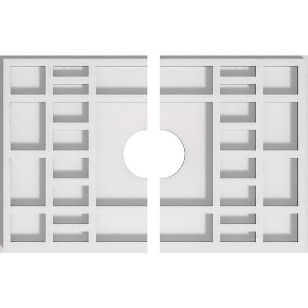 Ekena Millwork 12 in. x 8 in. x 1 in. Beaux Architectural Grade PVC Contemporary Ceiling Medallion (2-Piece)