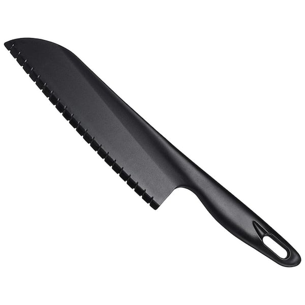 Nylon 11 Inch Serrated Black Kitchen Knife Plastic Cutter for Nonstick Pans Cake Pie Salad Veggies Fruits