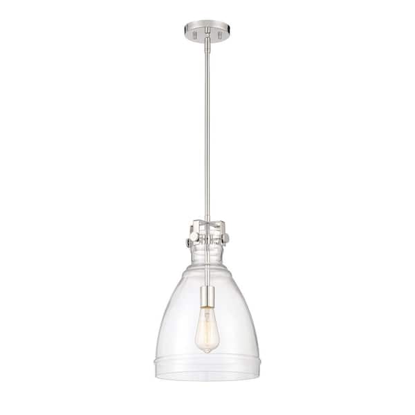 Designers Fountain Beechmont 60-Watt 1-Light Polished Nickel Industrial Pendant Light with Clear Glass Shade and No Bulbs Included