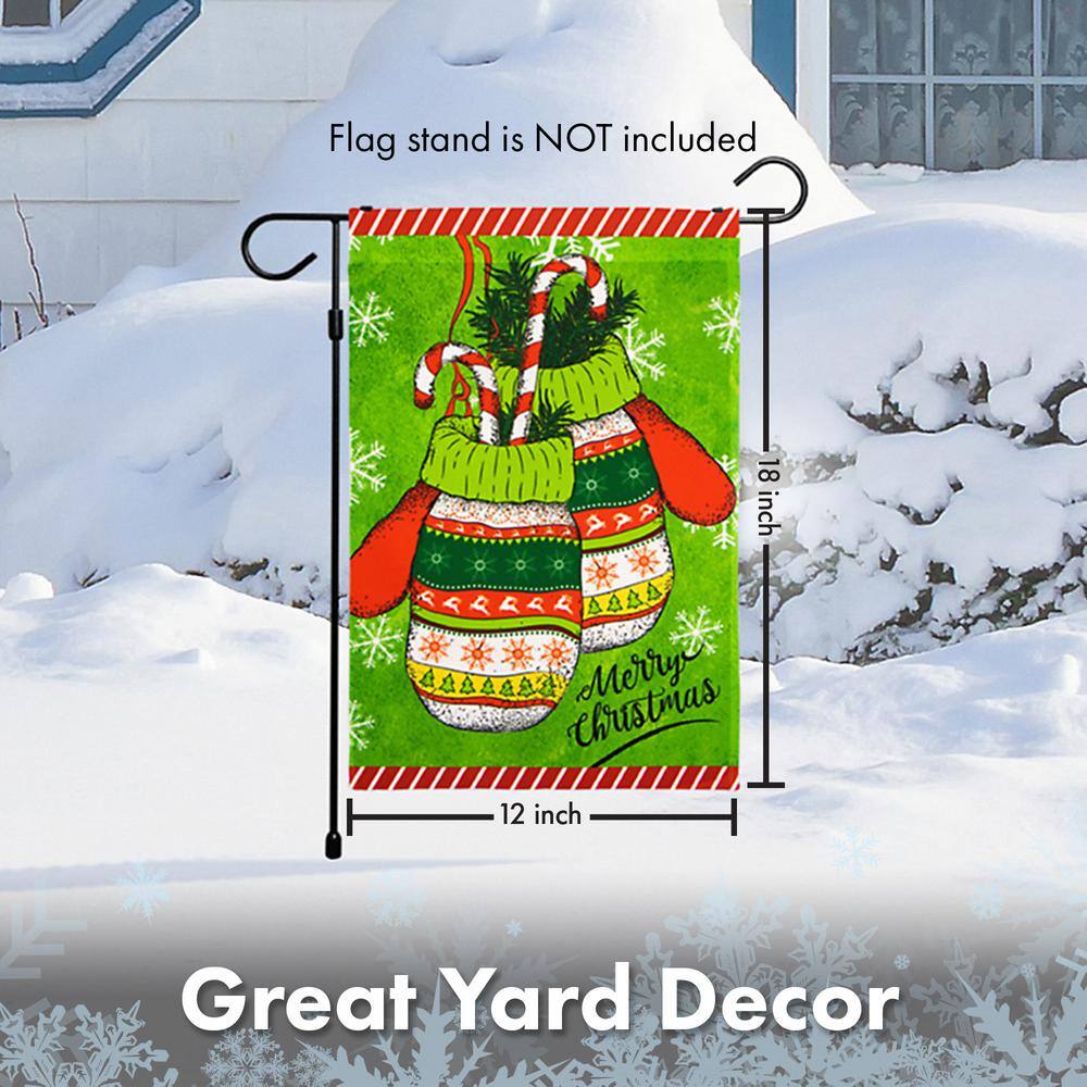 Festive Green and Red Christmas Mittens Garden Flag