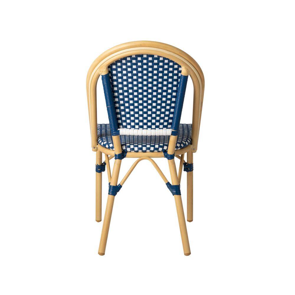 Arles Blue and Beige Wicker Bistro Dining Chair Set