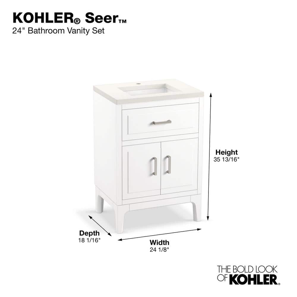 Seer 24" White MDF Freestanding Bathroom Vanity with Quartz Top