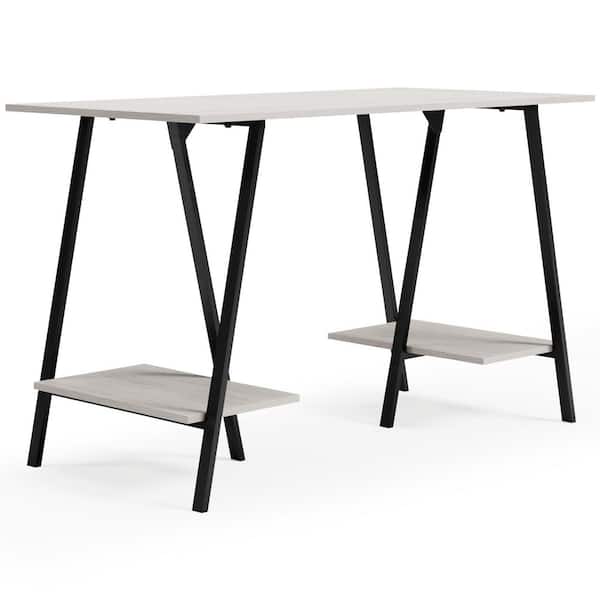 Signature Design By Ashley Bayflynn 47 in. Rectangular White Engineered Wood Desk with Storage