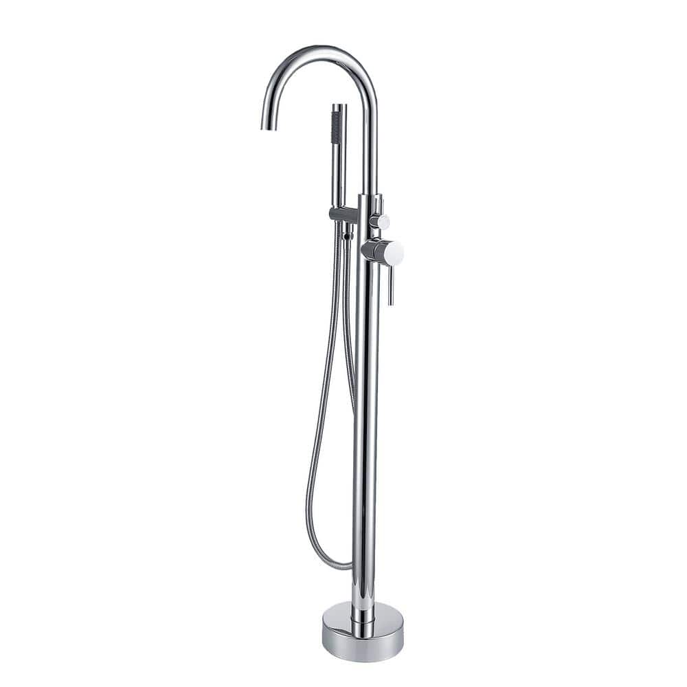Single-Handle Claw Foot Freestanding Tub Faucet with Hand Shower in. Polish