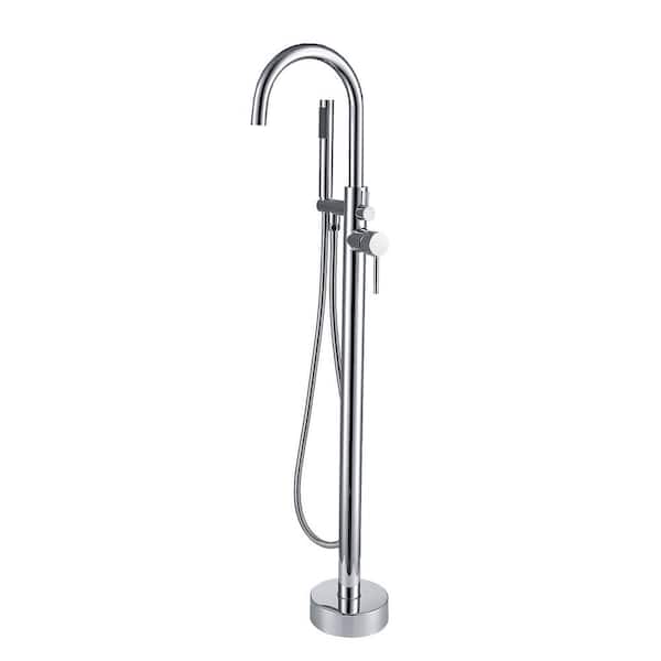 Unbranded Single-Handle Claw Foot Freestanding Tub Faucet with Hand Shower in. Polished Chrome
