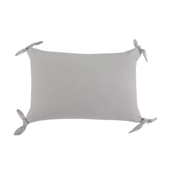 Unbranded Get Knotty Concrete Gray Solid Corner Tie Soft Poly-Fill 24 in. x 16 in. Throw Pillow