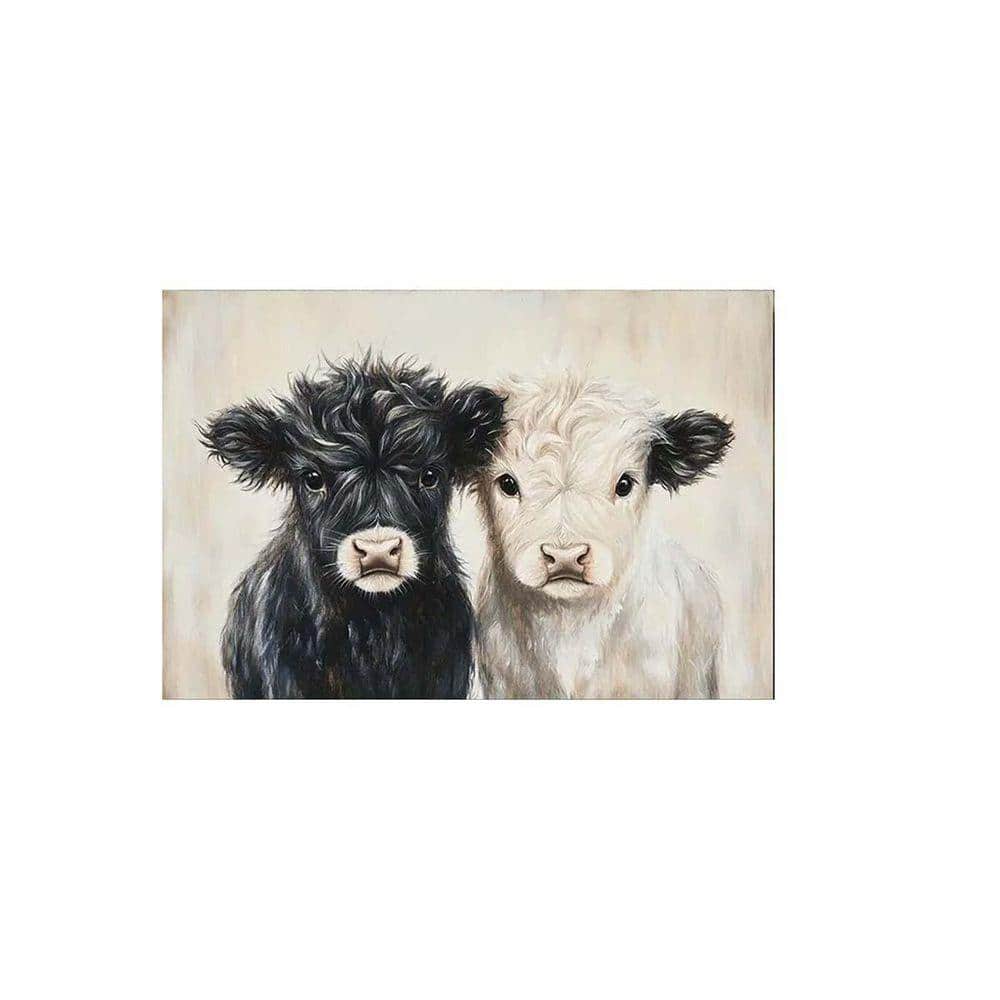 Highland Cow Calf Oil Painting Print on Wrapped Canvas, 24*36