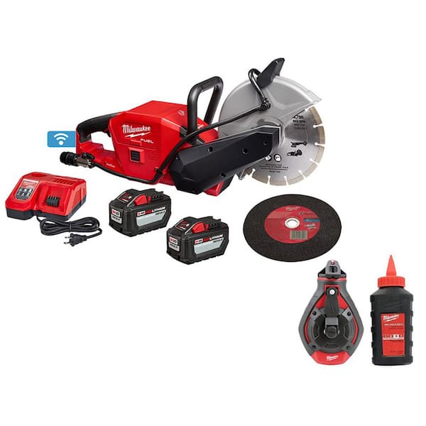Milwaukee M18 FUEL ONE-KEY 18V Lithium-Ion Brushless Cordless 9 in. Cut Off Saw Kit with 100 ft. Bold Line Chalk Reel Kit